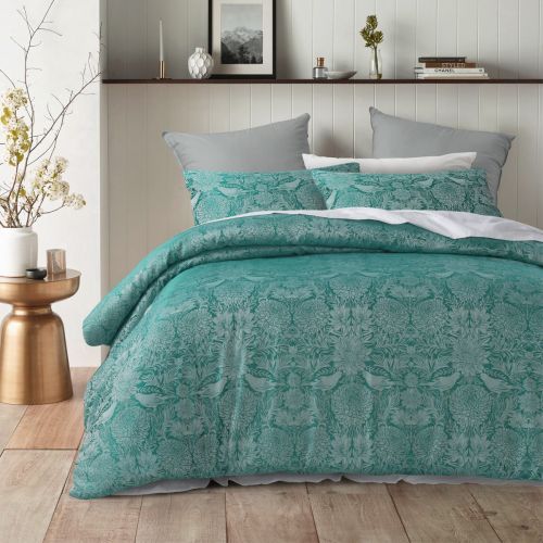 Birdie Teal Jacquard Quilt Cover Set by Accessorize