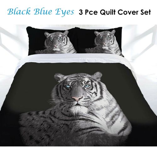 Black Blue Eyes Quilt Cover Set Queen by Just Home