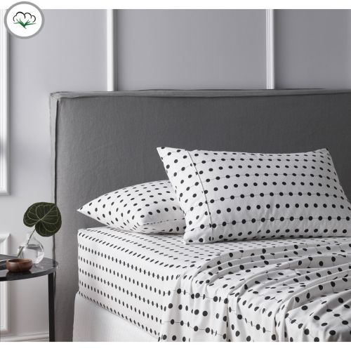 Black/White Dots Printed Cotton Flannelette Sheet Set by Accessorize