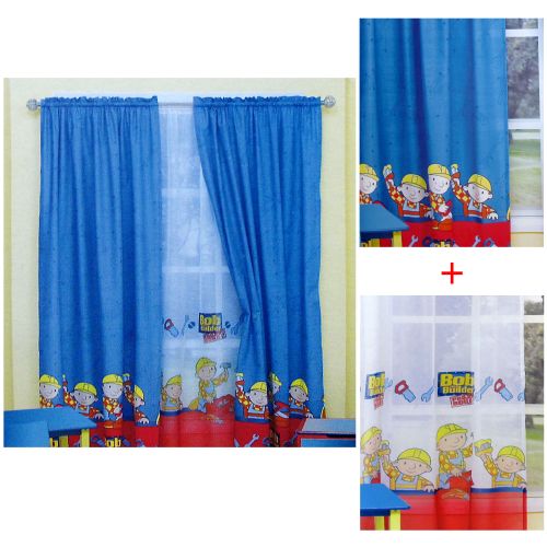 Licensed Bob the Builder Curtain Set with Matching Sheer Curtains