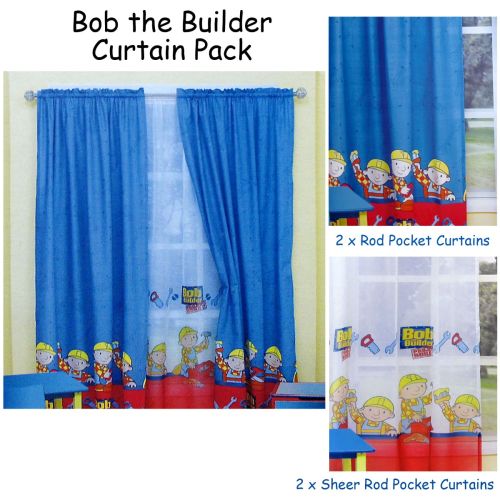 Licensed Bob the Builder Curtain Set with Matching Sheer Curtains