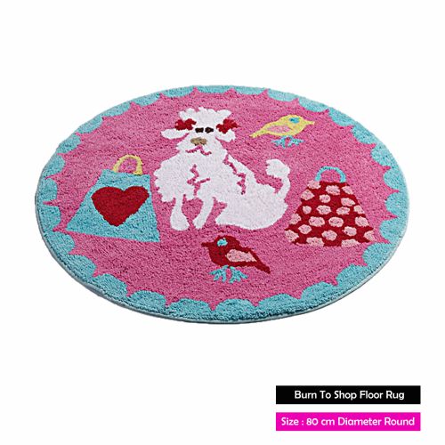 Born To Shop Floor Rug Round by Jiggle & Giggle
