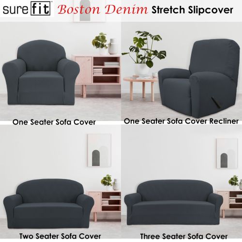 Boston Denim Surefit Stretch Slipcover Couch Cover by Surefit