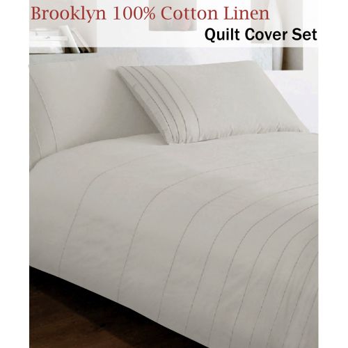 250TC Brooklyn 100% Cotton Quilt Cover Set Linen