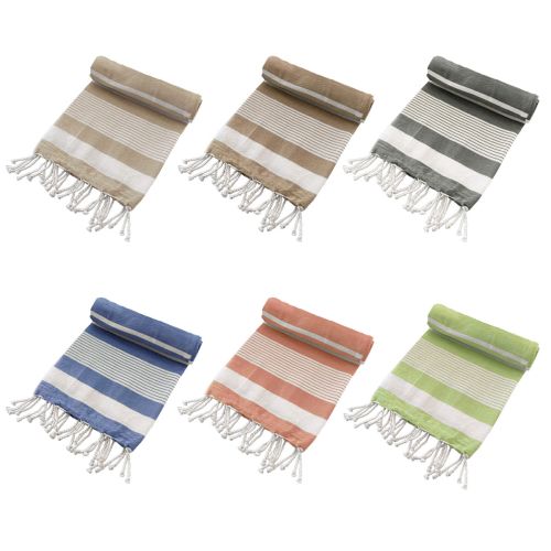 Cotton Rich Large Turkish Beach Towel with Tassels 80cm x 155cm