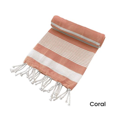 Cotton Rich Large Turkish Beach Towel with Tassels 80cm x 155cm