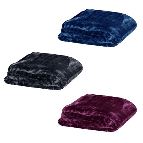 375gsm 1 Ply Solid Faux Mink Blanket Queen 200x240 cm
