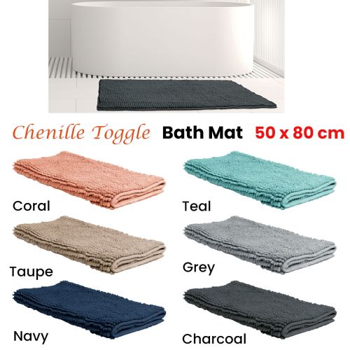 Chenille Toggle Bath Mat 50 x 80cm