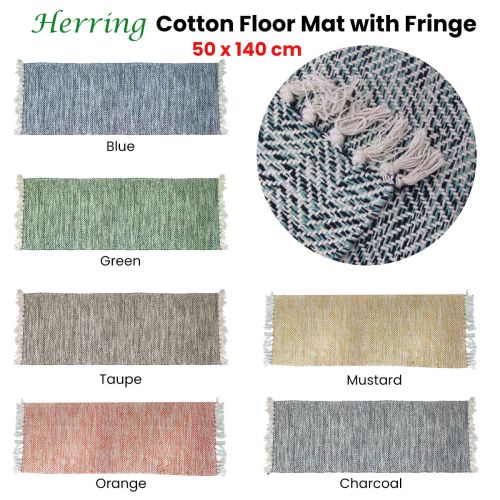 Herring Cotton Floor Mat Runner with Tassel 50 x 140 cm