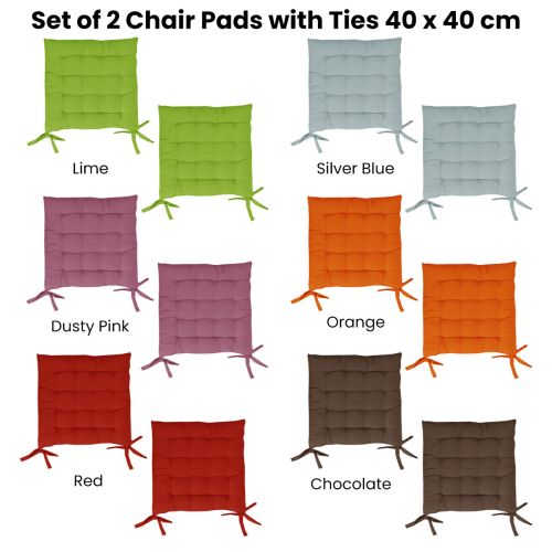 Set of 2 Chair Pads with Ties 40 x 40 cm