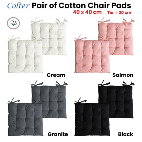 Set of 2 Colter Cotton Chair Pads 40 x 40 cm