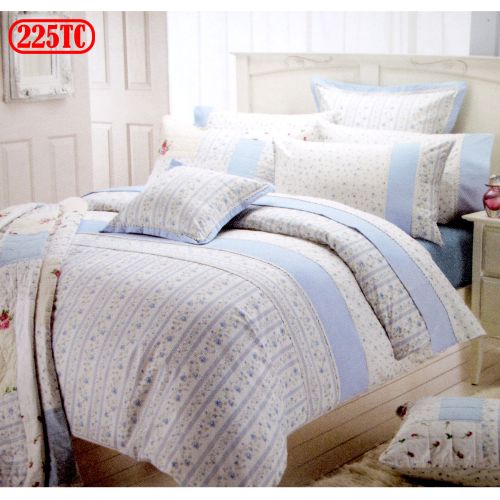 225TC Ashby Rose Blue Quilt Cover Or Sheet Set by Belmondo