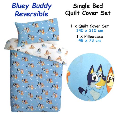 Bluey Buddy Reversible Licensed Quilt Cover Set Single by Caprice