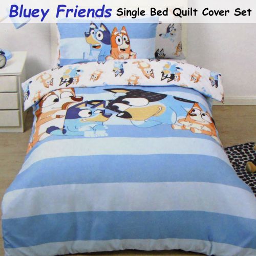 Bluey Friends Reversible Licensed Quilt Cover Set Single by Caprice