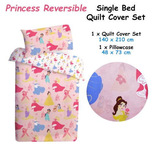 Disney Princess Reversible Licensed Quilt Cover Set Single by Caprice