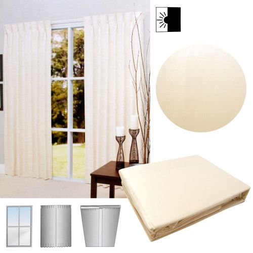 Pair of Cream Blockout Pinch Pleat Curtains to Fit Window 90 x 213cm