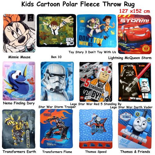 Kids Disney Cartoon Licensed Polar Fleece Throw Rug 127 x 152 cm by Disney