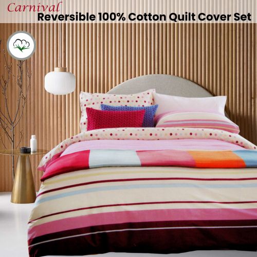 Carnival 100% Cotton Reversible Quilt Cover Set by Atmosphere