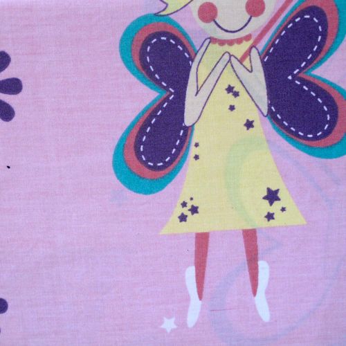 280TC Easy Care Kids Polyester Cotton Printed Quilt Cover Set Pink Fairies Single