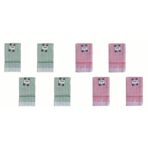 Set of 4 Cotton Checkered Jumbo Tea Towels 60x90cm by IDC Homewares