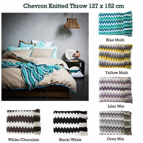 Chevron Knitted Throw 127 x 152 cm by IDC Homewares