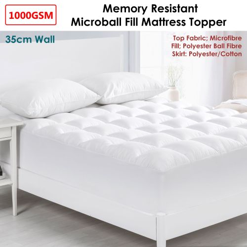1000GSM Memory Resistant Microball Fill Mattress Topper by Cloudland