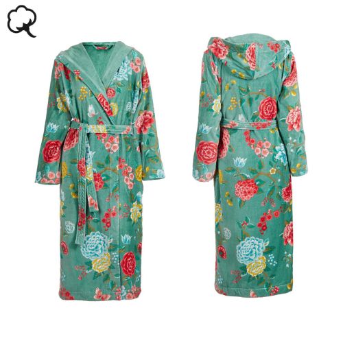 Good Evening Cotton Bath Robe / Dressing Gown Green by PIP Studio