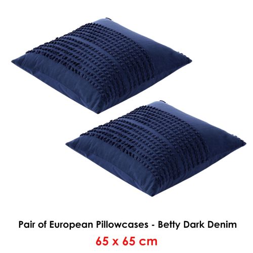 Betty Dark Denim Pair of European Pillowcases by Accessorize