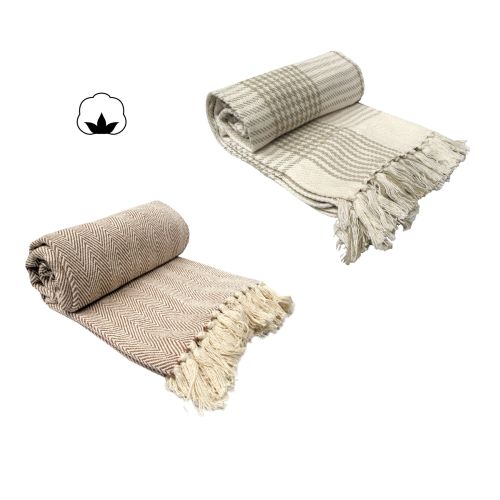 Cotton Knitted Throw Rug 120 x 150 + 10 cm