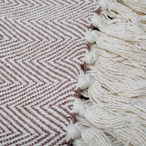 Cotton Knitted Throw Rug 120 x 150 + 10 cm