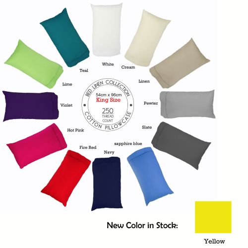 250TC Cotton Pillowcase Choose Your Size & Color by Easyrest