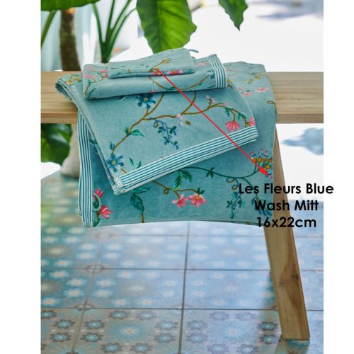 Les Fleurs Blue Bath Towel or Wash Mitt by PIP Studio