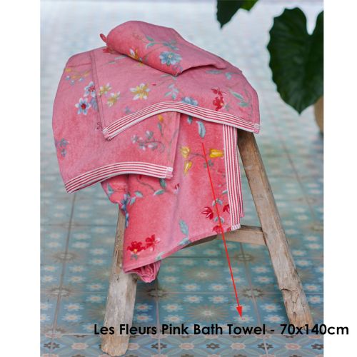Les Fleurs Pink Bath Towel or Wash Mitt by PIP Studio