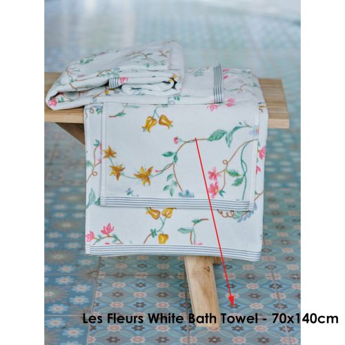 Les Fleurs White Bath Towel or Wash Mitt by PIP Studio