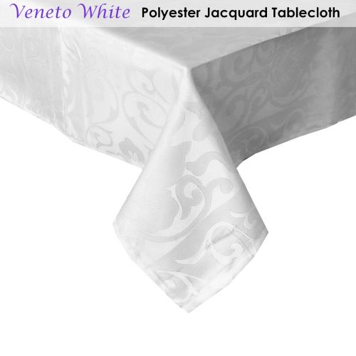 Veneto White Jacquard Tablecloth