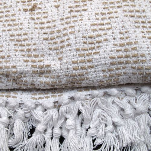 Creative Collections Cotton Fringe Throw 127 x 154 cm