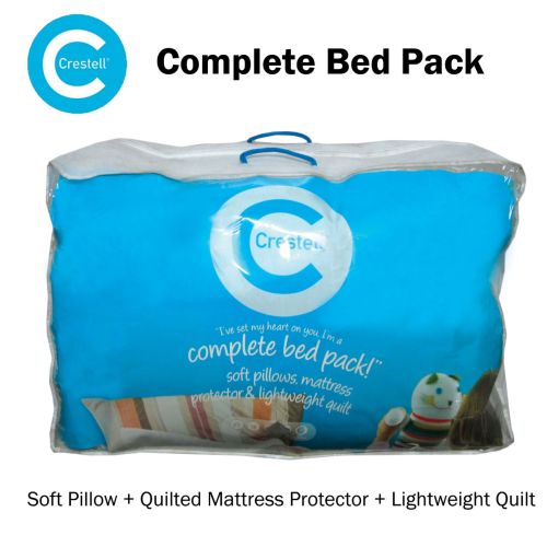 Crestell Soft Complete Bed Pack Queen Pillows + Mattress Protector + Quilt