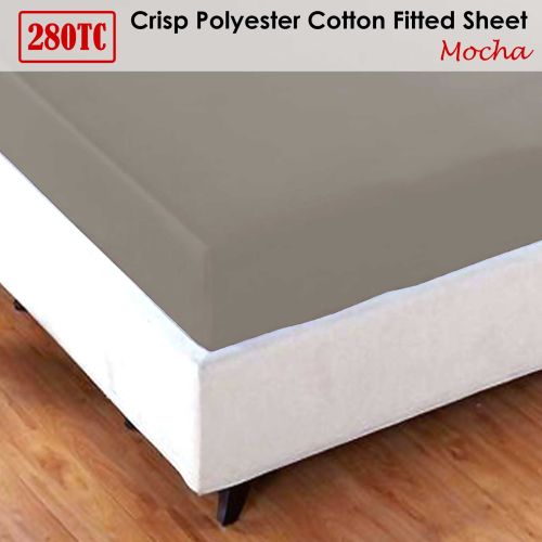 Crisp Polyester Cotton Fitted Sheet Mocha King by Jason