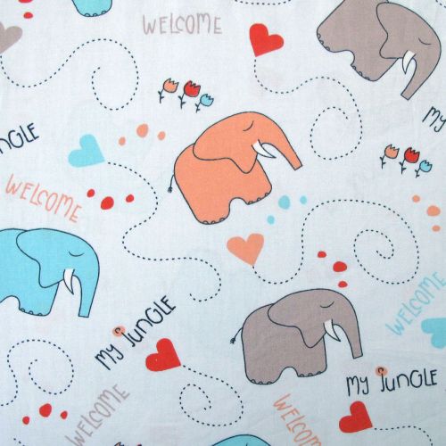 Cute Elephants Baby 100% Cotton Printed Sheet Set Cot Size