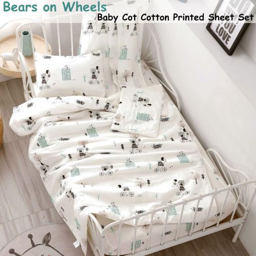 Bears on Wheels Baby 100% Cotton Printed Sheet Set Cot Size
