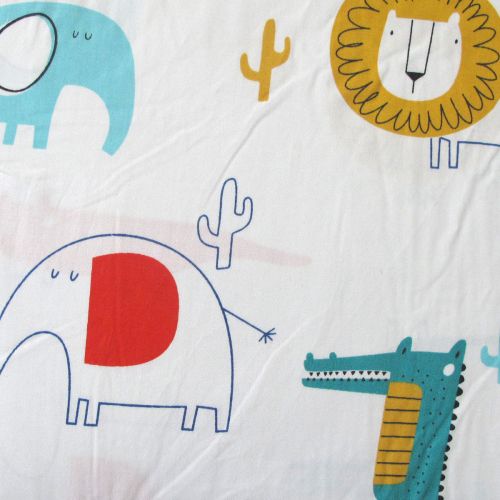Wild Life Lion Elephant Crocodile Baby 100% Cotton Printed Sheet Set Cot Size