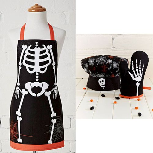 Set of 3 Skeleton Halloween Children Kids Kitchen Chef Set by Cubby House Kids