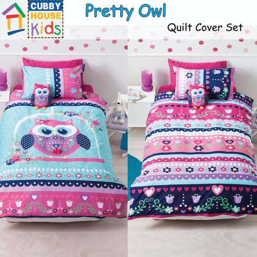 Reversible Pretty Owl Quilt Cover Set by Cubby House Kids