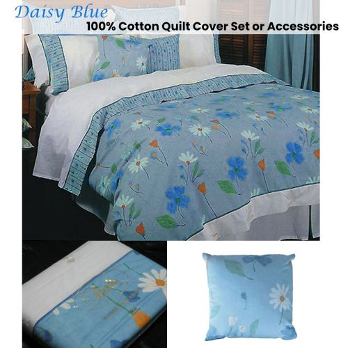 Daisy Blue Cotton Rich Quilt Cover Set