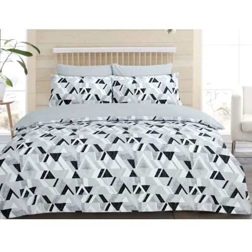 Funky Geo Grey Polyester Cotton Quilt Cover Set