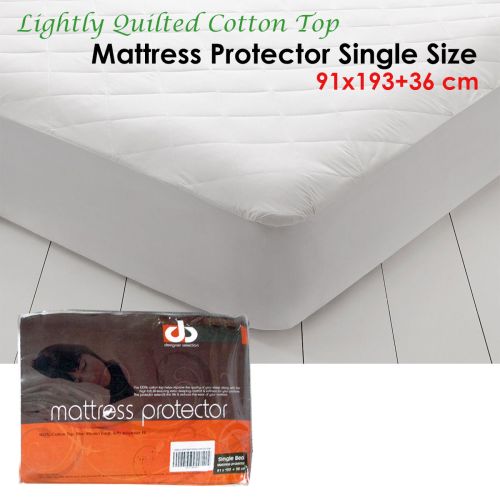 Lightly Quilted Cotton Top Mattress Protector Single 36cm Wall