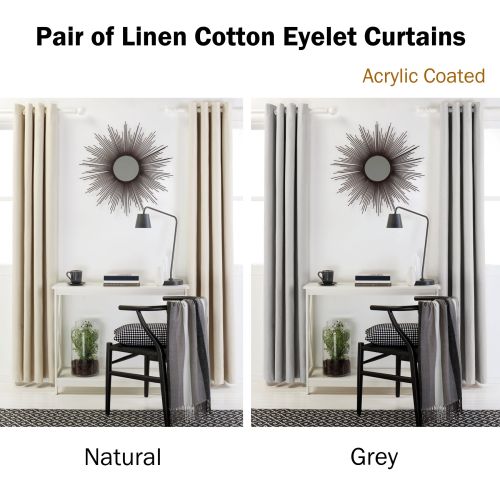 Pair of Linen Cotton Coated Eyelet Curtains by Designers Choice