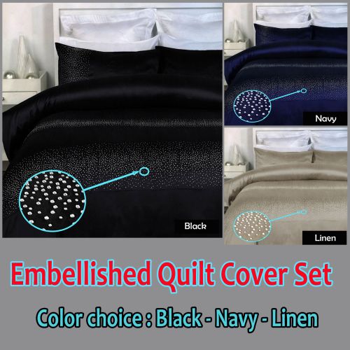 Bling Diamonte Star Embellished Quilt Cover Set