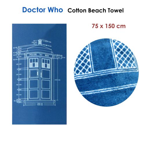 Doctor Who 100% Cotton Licensed Bath / Beach Towel 75 x 150 cm