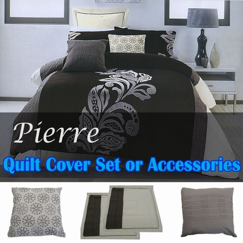 Pierre Black Grey Quilt Cover Set